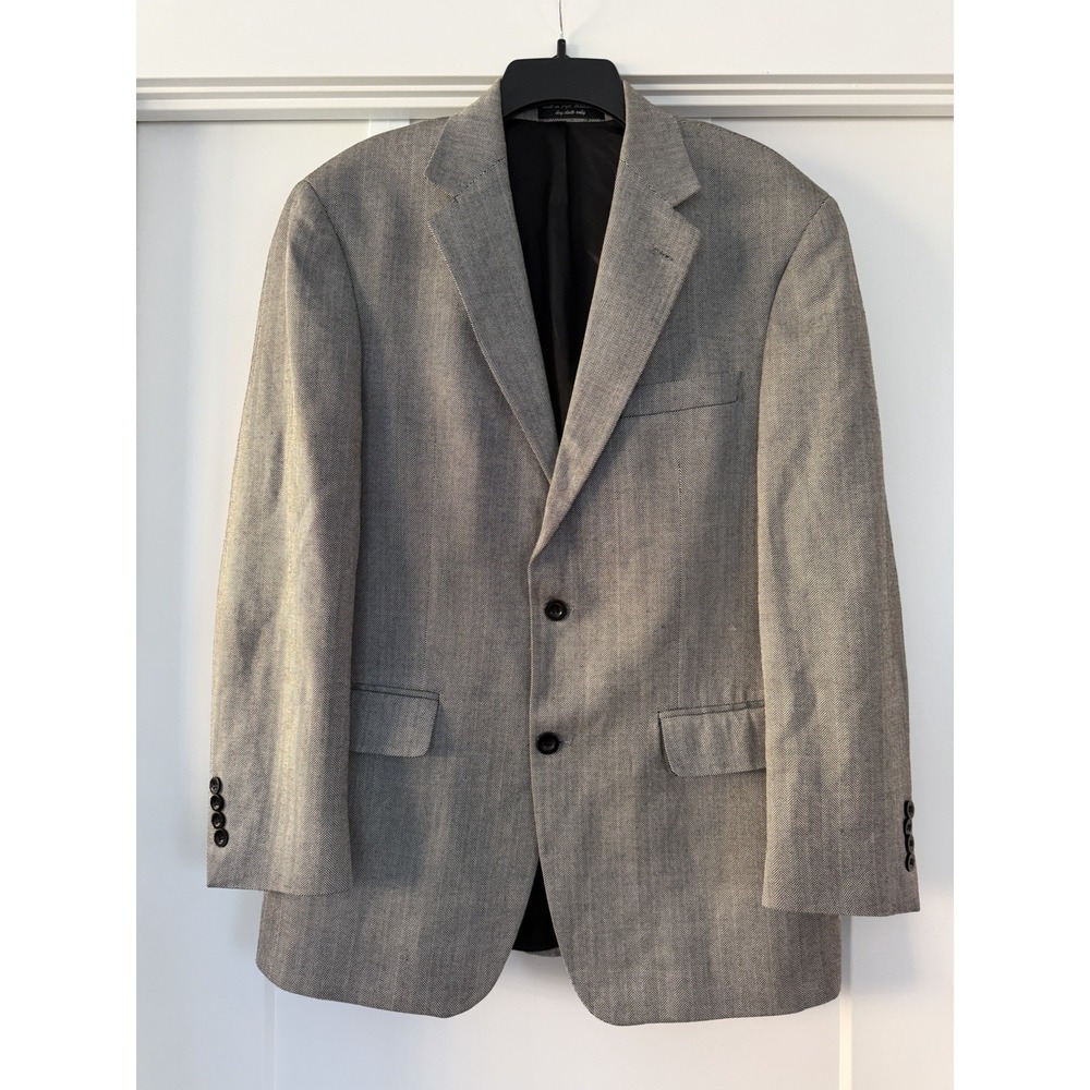 Andrew Fezza 100% Silk Herringbone Suit Jacket Sport Coat Blazer 40R LG